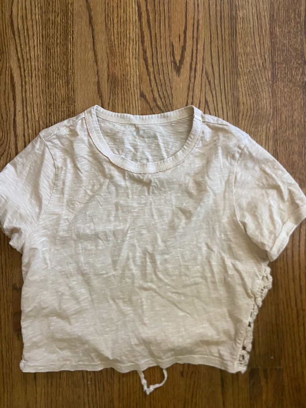 Aerie Women’s Cream Short Sleeve Knit and crochet top